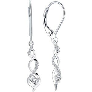 Women Silver Sterling Silver Infinity Dangle & Drop with AAA Cubic Earrings